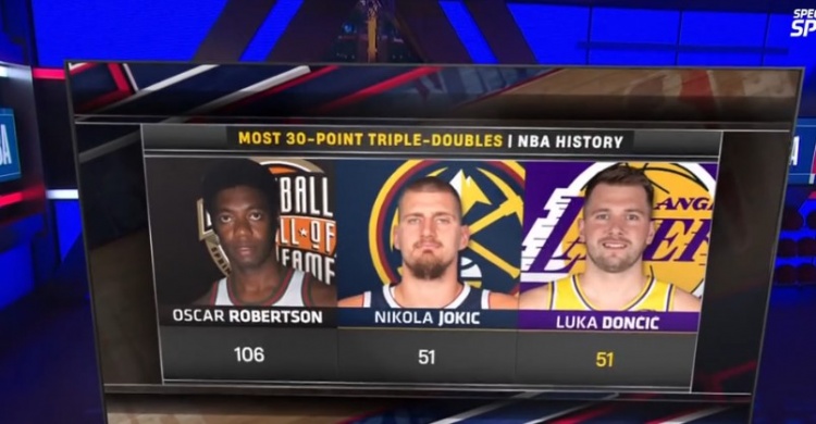 百家乐官方网站-就在今天？东契奇51次30+三双已追平约基奇并列第2 大O106次领跑